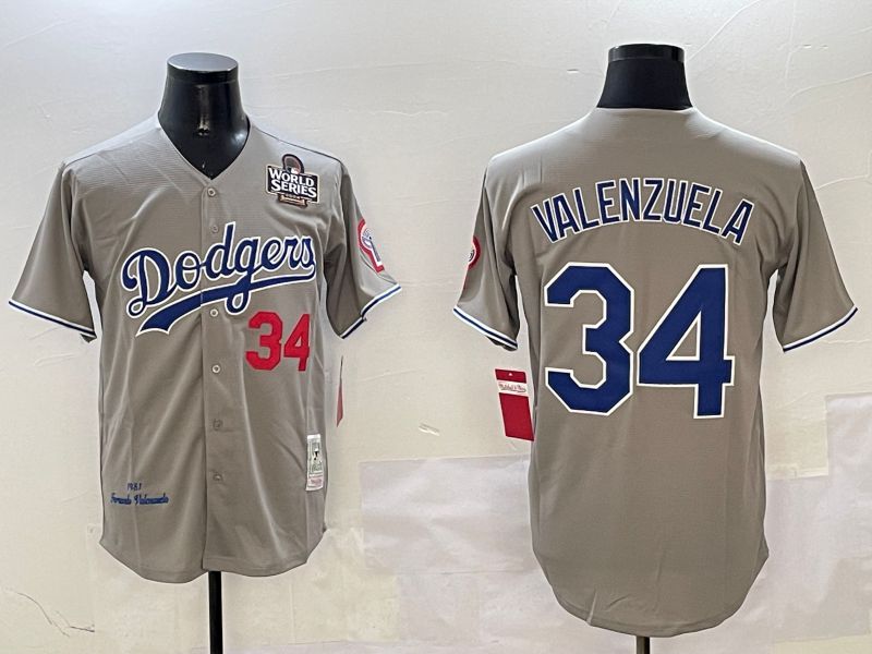 Men Los Angeles Dodgers #34 Valenzuela Grey Throwback Game 2025 Nike MLB Jersey style 316